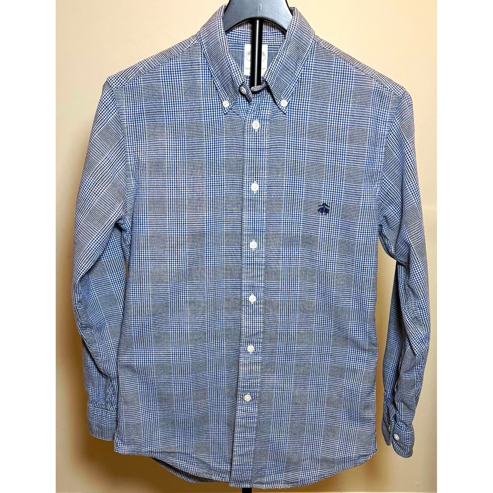 Brooks Brothers Regent Woven Blue Plaid Button-Down Long Sleeve Cotton Shirt S